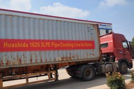Huashida 3LPE steel pipe anti-corrosion equipment shipped to Qatar.